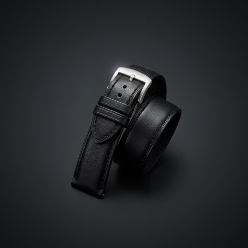 Correa de cuero negro MODKEI de 20 mm con hebilla de acero inoxidable cepillado